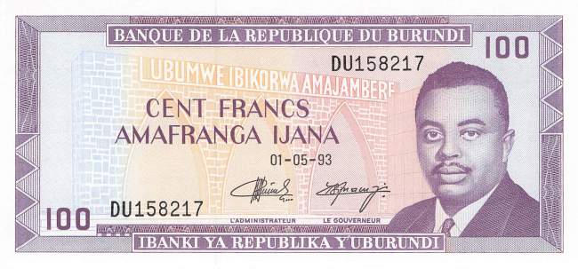 Burundi p29v 100 Francs 1993